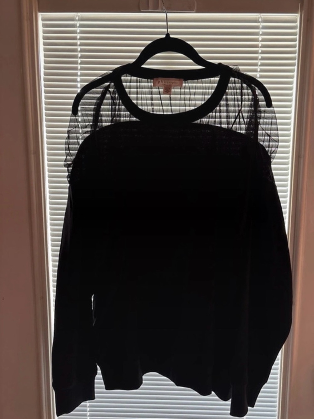 Philosophy Black Sheer-Panel Crewneck Sweater
